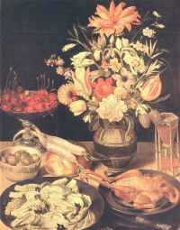 فليجيل جورج ستيل ليف مع الزهور والطعام