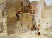 Flint William Russell A Sunlit Square Languedoc 1961 canvas print