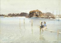 Leinwanddruck von Flint William Russell Birdham Mill und Yacht Basin