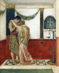 Flint William Russell Szene aus Canterbury Tales 1912 Leinwanddruck