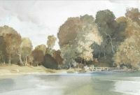 Leinwanddruck von Flint William Russell Die Sphinx-bewachte Brücke Studley Royal Yorkshire