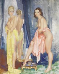 Flint William Russell Zwei Modelle und ein Spiegel 1942 Leinwanddruck