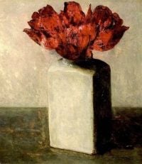 Floris Verster Tulpen in einer quadratischen Delfter Vase 1916