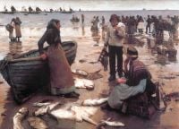 Forbes Elizabeth Adela Una vendita di pesce su una spiaggia della Cornovaglia 1885