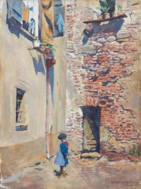 Forbes Elizabeth Adela A Girl In A Courtyard Cahors 1925 canvas print