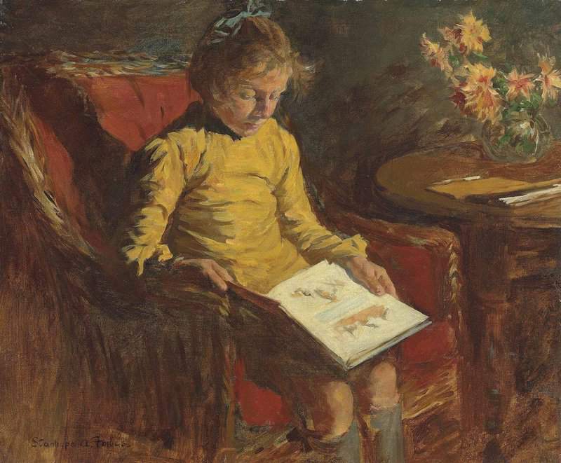 Forbes Elizabeth Adela A Girl In A Wicker Chair Ca. 1920 canvas print