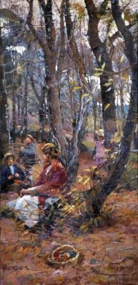 Forbes Elizabeth Adela Picnic In The Woods canvas print
