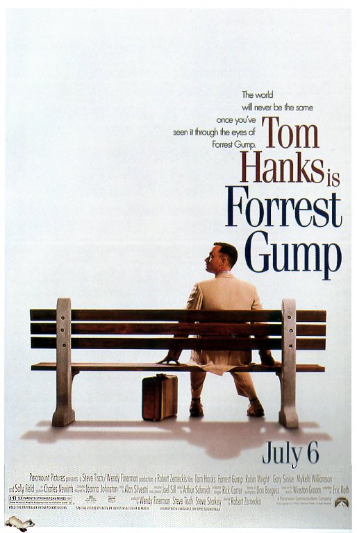 Impresión de la lona del cartel de la película de Forrest Gump 1994