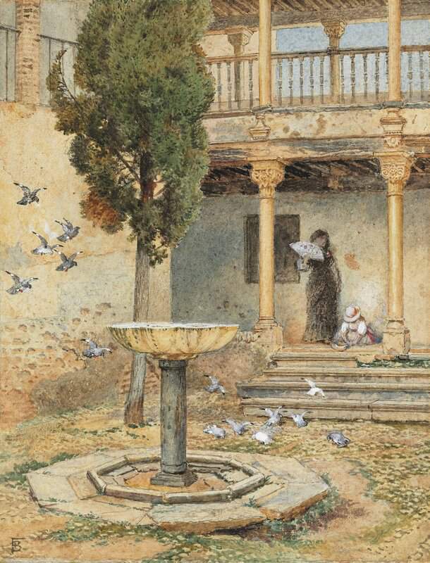 タブロー シュル トワル, 複製画 Foster Myles Birket A Courtyard In The Alhambra