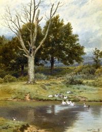 Foster Myles Birket Enten an einem Fluss