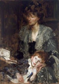 فرامبتون ميريديث كريستابيل كوكريل وابنها ميريديث فرامبتون 1901 قماش مطبوع