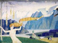 Frampton Meredith nuda con cigni volanti 1919
