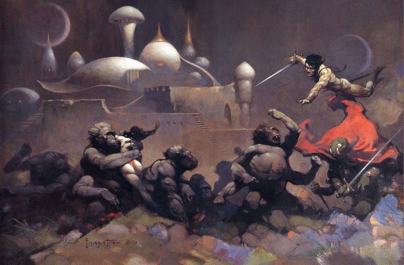 Frank Frazetta John Carter And The Savage Apes Of Mars canvas print