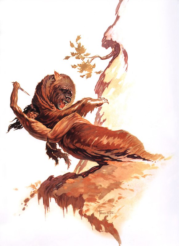 Frank Frazetta Tarzan At The Earth Core canvas print