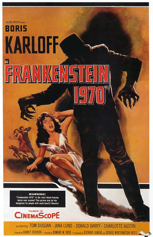 Tableaux sur toile, reproducción de Frankenstein 1970 1958 Movie Poster