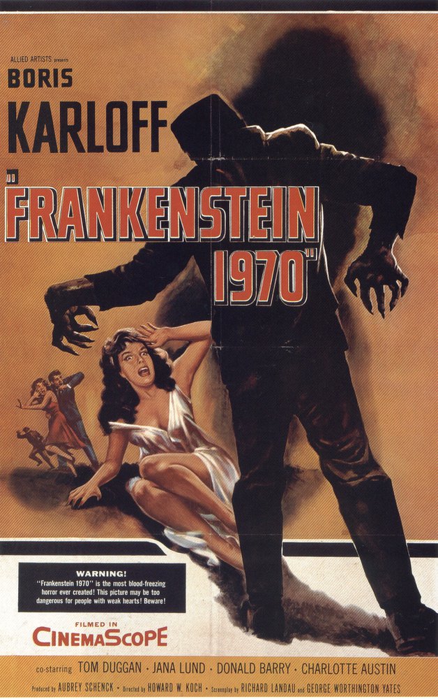Tableaux sur toile, riproduzione de Frankenstein 1970 2 poster del film
