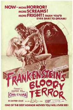 Tableaux sur toile, reproducción del póster de la película Bloody Terror de Frankenstein
