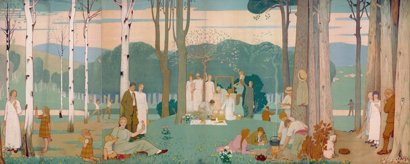 Frederick Cayley Robinson Men Women And Children At A Picnic In The Park canvas print