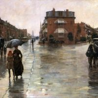 Frederick Childe Hassam regenachtige dag Bosto 1885