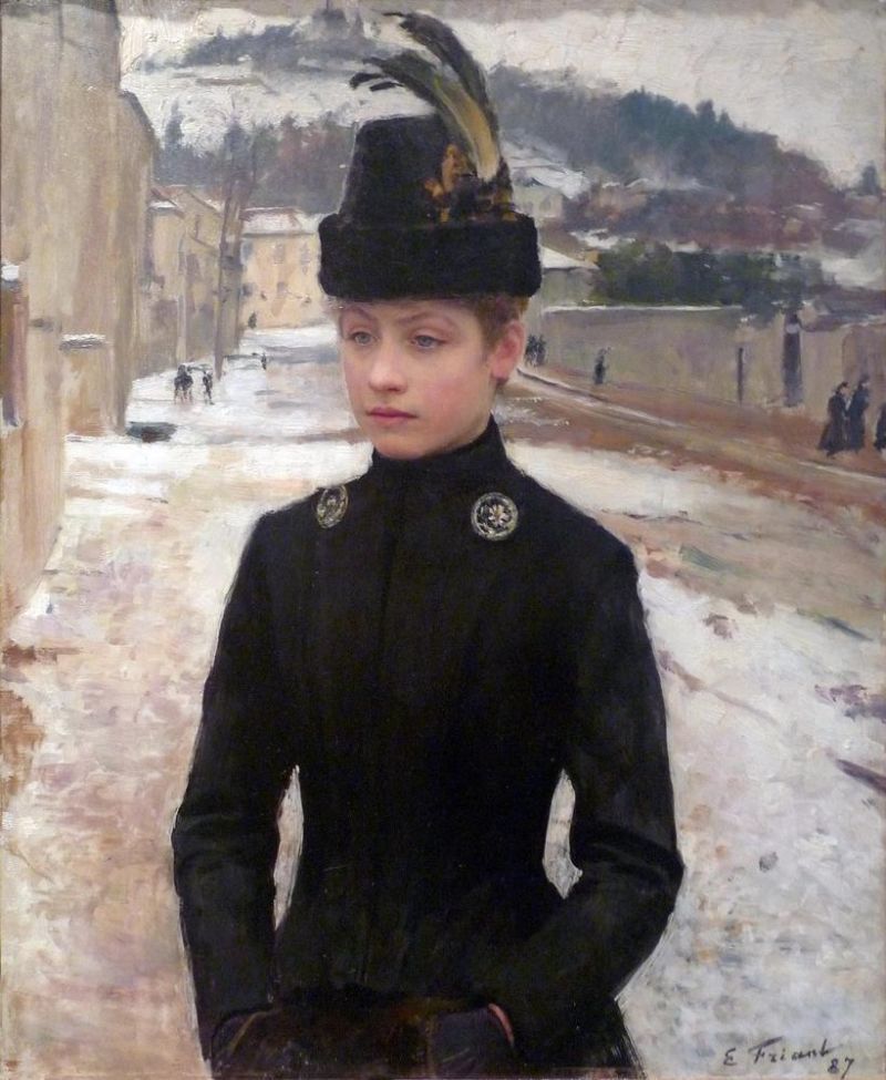 Friant E Mile Young Girl From Nancy In A Snowy Landscap canvas print