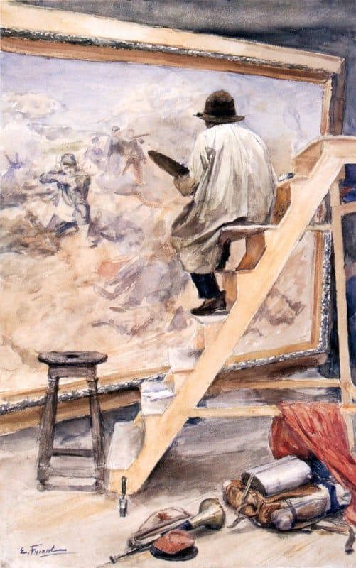 Tableaux sur toile, riproduzione di Friant Emile Jeanniot Dipingere la linea di fuoco