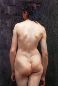 Friant Emile in piedi nudo femminile vista posteriore