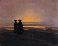Friedrich Caspar David Abendliche Landschaft mit zwei Männern