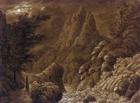 Friedrich Caspar David Idealisierte Landschaft mit Wasserfall