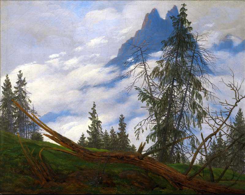 Tableaux sur toile, riproduzione de Friedrich Caspar David Mountain Peak With Drifting Clouds