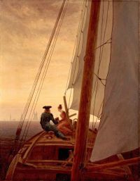 帆船に乗るフリードリヒ・カスパー・ダヴィッド