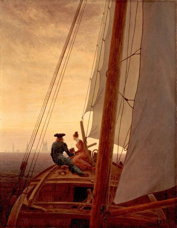 タブロー・シュル・トワル、帆船に乗るフリードリッヒ・カスパー・ダヴィッドの複製