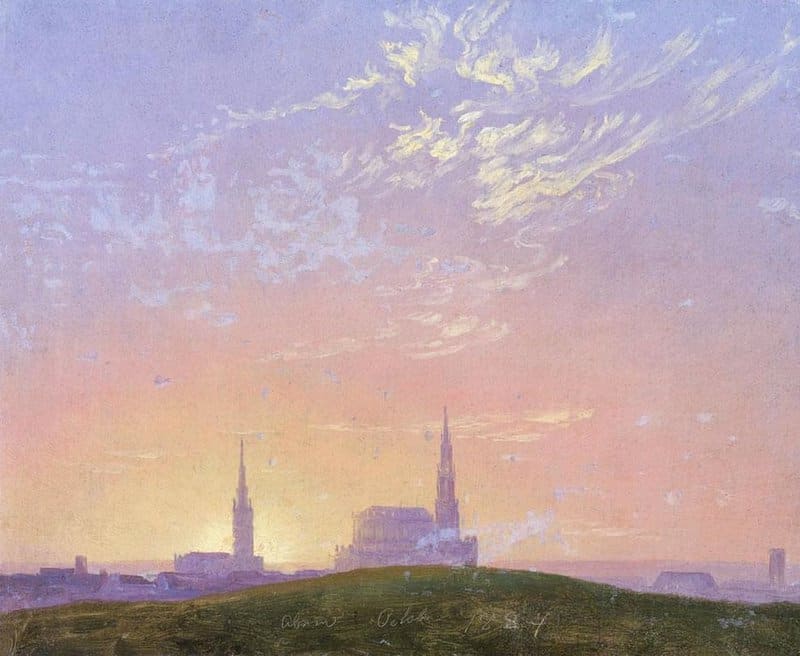 Tableaux sur toile, riproduzione de Friedrich Caspar David Sunset Behind Dresden S Hofkirche
