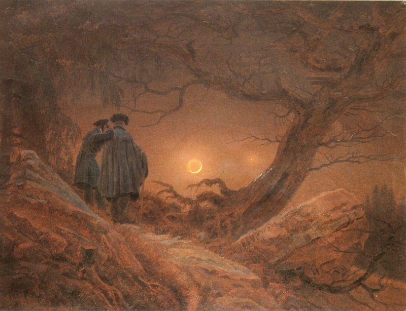 Tableaux sur toile, riproduzione di Friedrich Caspar David Zwei Manner In Betrachtung Des Mondes
