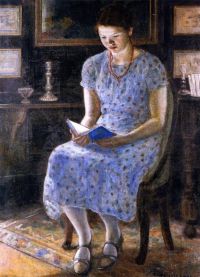 Frieseke Frederick Carl Blue Girl che legge 1935