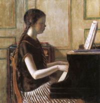 Frieseke Frederick Carl Kind am Klavier 1928 Leinwanddruck