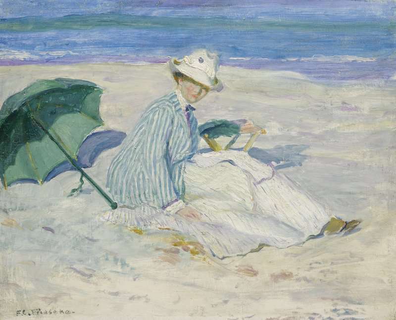タブロー・シュル・トワル、フリーゼケ・フレデリック・カールの複製画 1913年の浜辺の女性