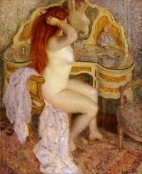 Frieseke Frederick Carl Nude Seated At Her Dressing Table 1909 canvas print