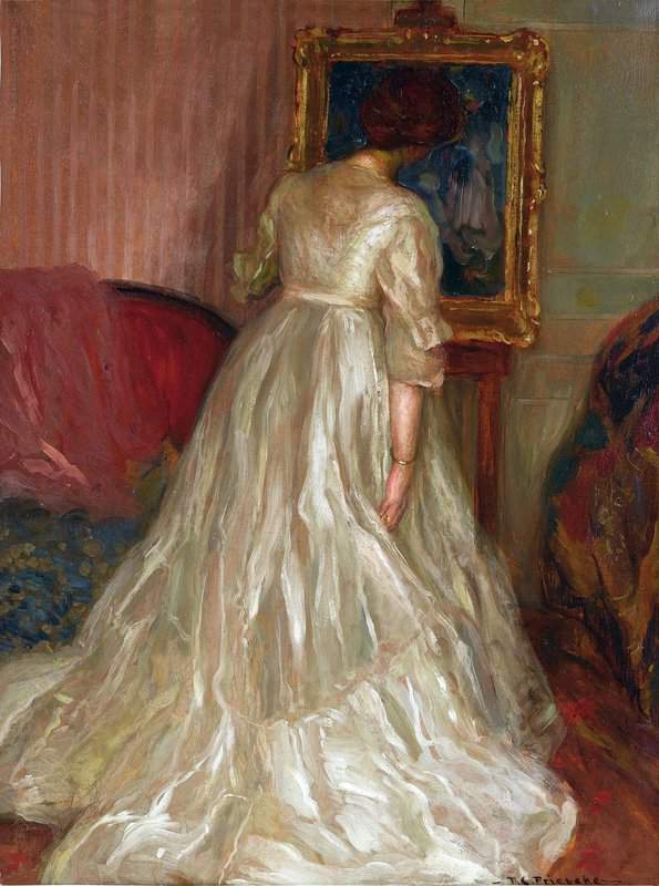 タブロー・シュル・トワル、フリーゼケ・フレデリック・カールの複製、芸術家の妻サラ・フリーゼケ Ca の肖像。 1905年