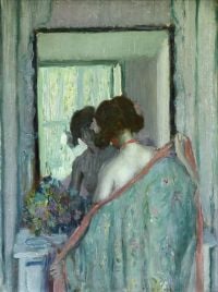 Frieseke Frederick Carl Reflexionen Mädchen in einem Spiegel 1910 Leinwanddruck