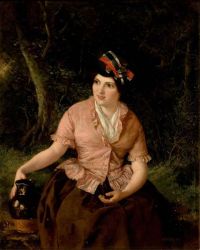 Frith William Powell 주전자와 앉아있는 여자