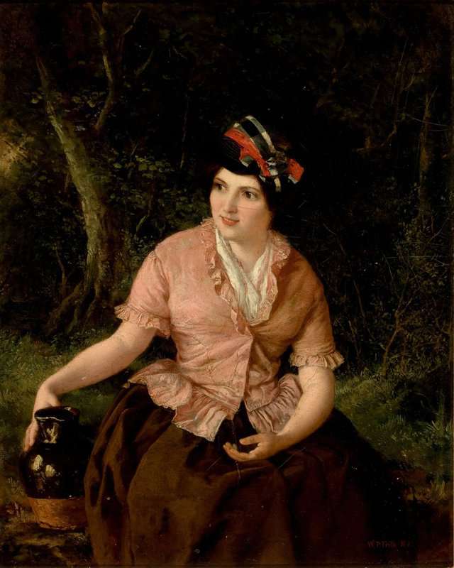 Tableaux sur toile, riproduzione di Frith William Powell donna seduta con brocca