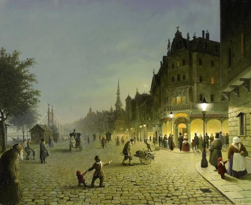 Gabor Vida The Gold Mine. Amazed Passers By In Front Of A Store S Brightly Illuminated Shop Window canvas print