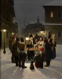 Gabor Vida The Seller Of Valuables In A Wintry Stree