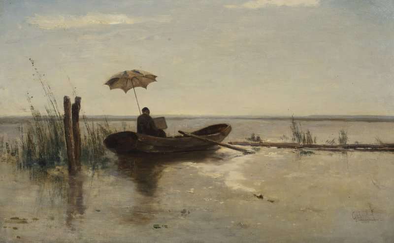 Gabriel Paul A Painter Possibly The Artist W.b. Tholen At Work In A Punter On A Sunny Day canvas print