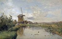 Gabriel Paul A River Landscape With A Windmill