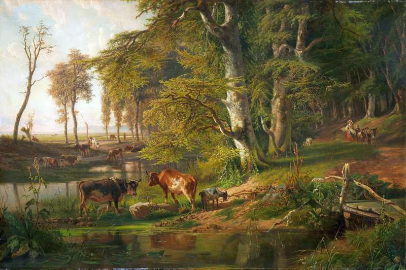 Gabriel Paul Cattle By A Wooded Stream Oosterbeek canvas print