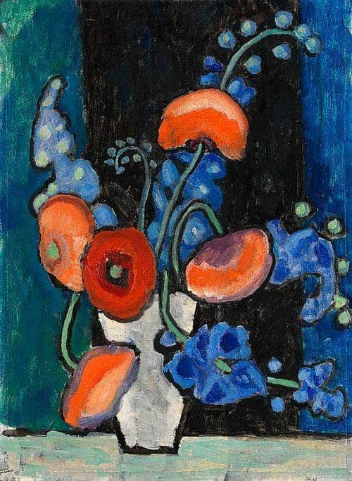 Tableaux sur toile, reproduction de Gabriele Munter Still Life With Flowers In A White Vase 1940