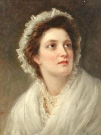 Gale William Porträt einer Dame in einem weißen Schal