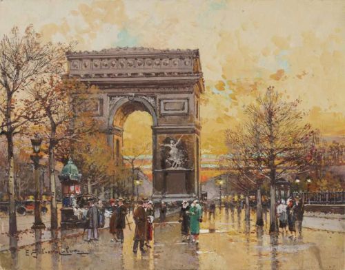 Galien Laloue Eugene Arc De Triomphe In The Fall canvas print