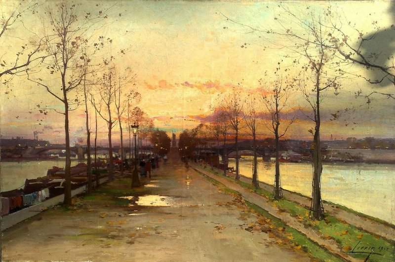 Tableaux sur toile, riproduzione de Galien Laloue Eugene La Seine Au Pont De Grenelle Parigi 1902